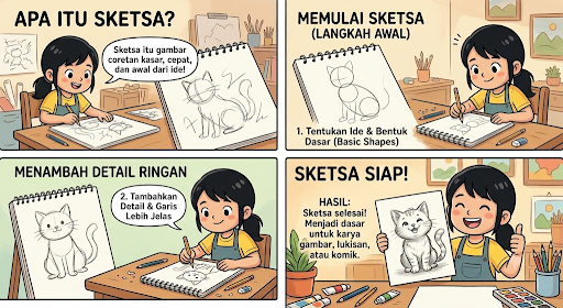cara membuat sketsa